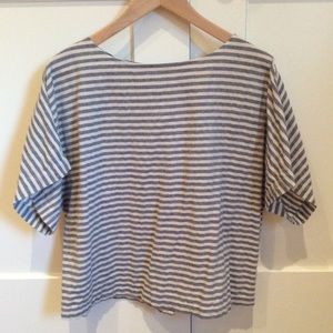 Black Crane Linen Square top